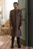 BLUE DAMASK EMBELLISHED SHERWANI